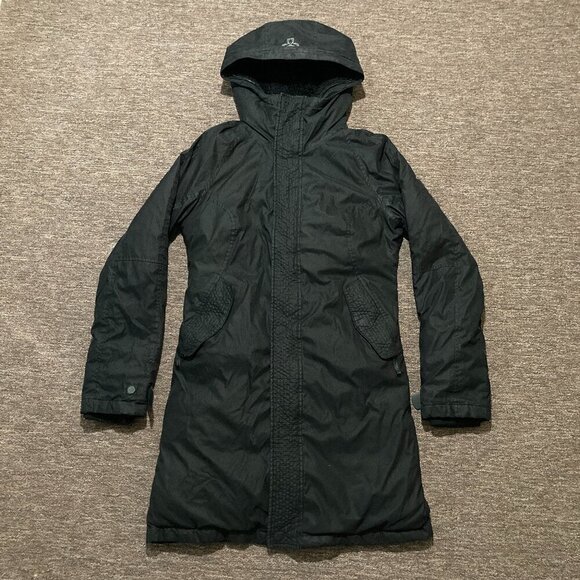 Aritzia TNA The Summit Parka Women's Small Black Winter Coat Hooded 700+ Fill - Picture 1 of 12